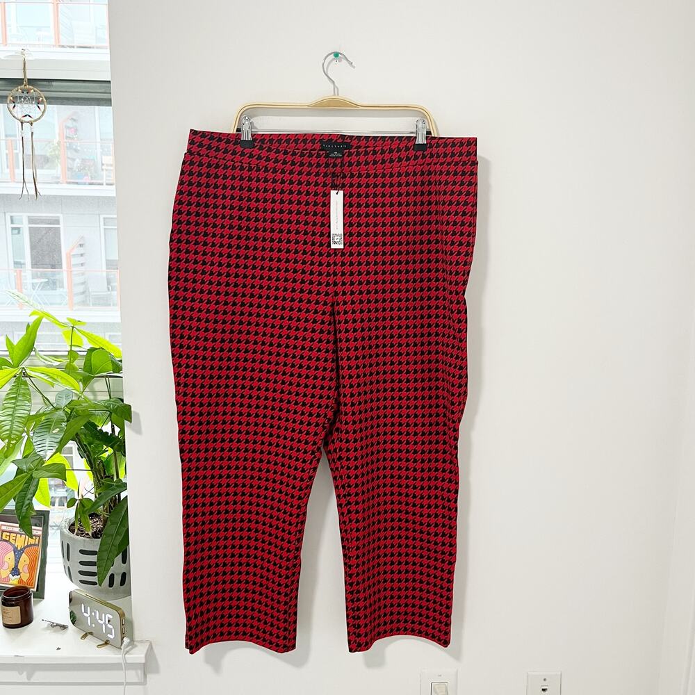 NEW Sanctuary Red Houndstooth Print Ankle Pants Size 3X